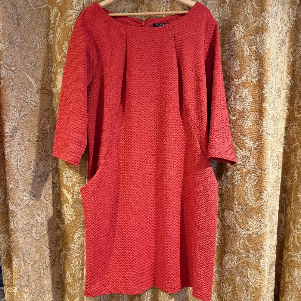 Zac and Rachel Pumpkin style colored textured midi dress 20W with pockets